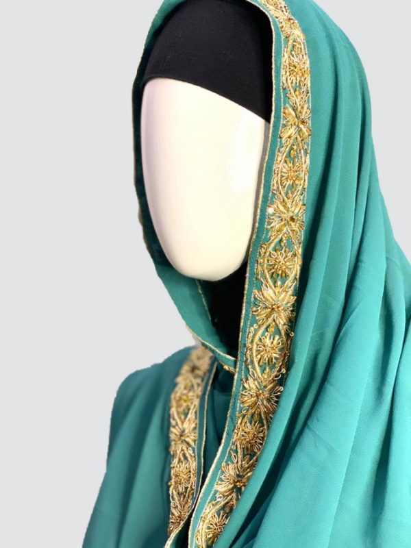 Antique Turquoise Embroidered Scarf