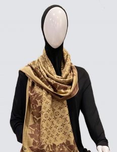 brown color printed scarf